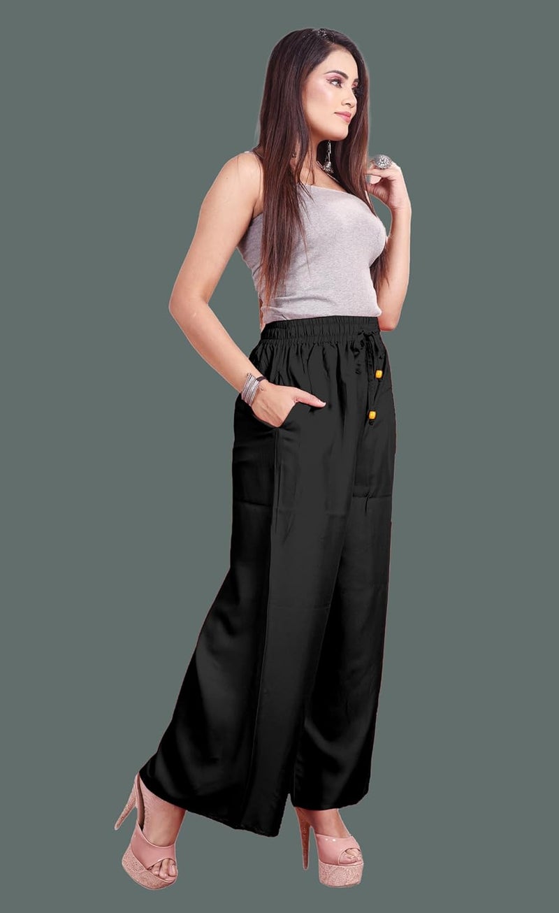 VIG TRENDS Women's Wide Leg Palazzo Pants, High Waist with Drawstring, Casual Loose Fit Trousers - Image 2
